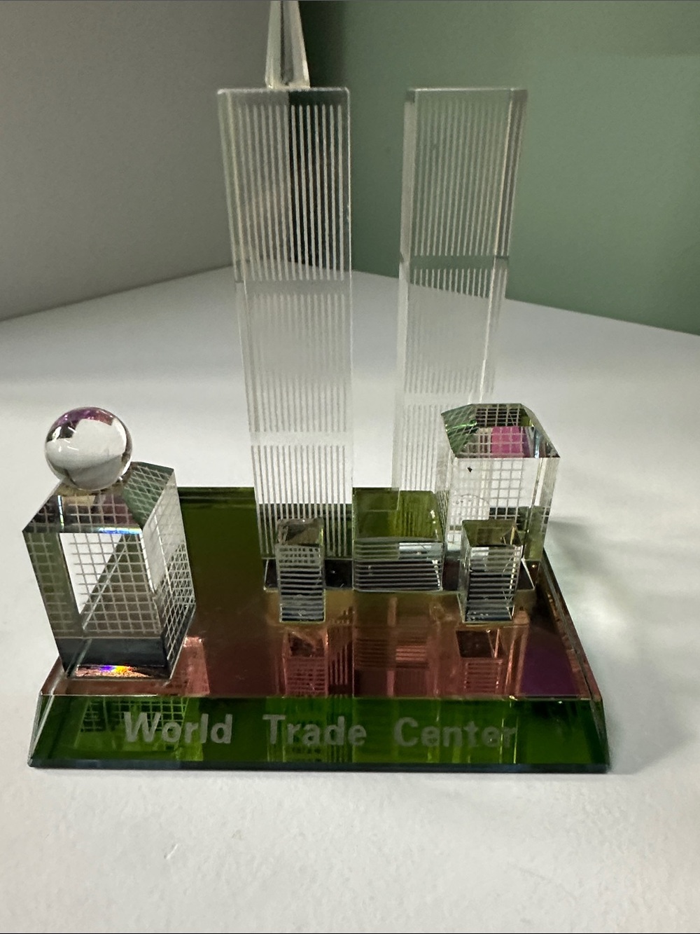 Vintage World Trade Center Twin Towers Crystal Prism Glass Sculpture
